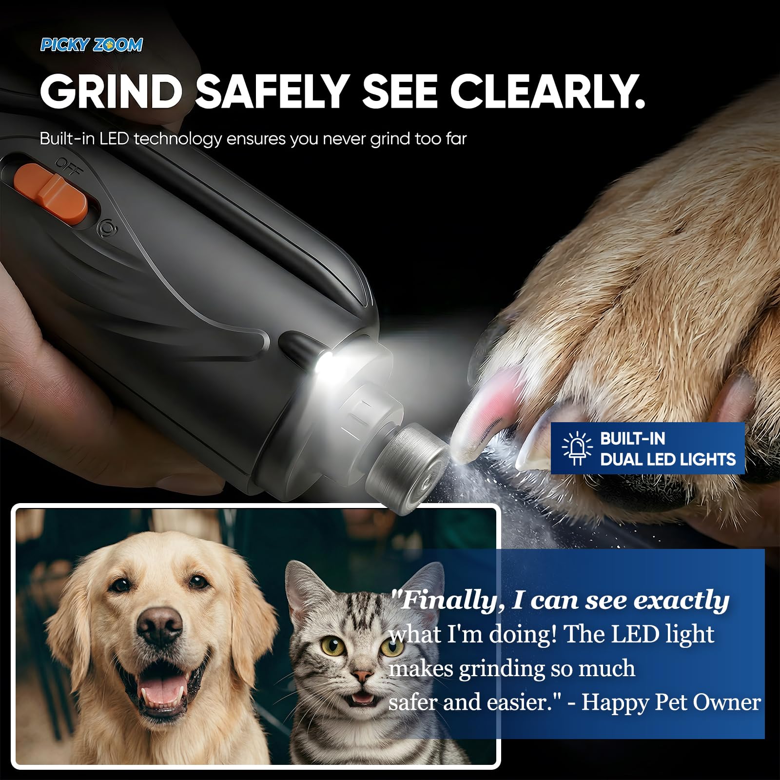Picky Zoom USB rechargeable cordless grooming tool demonstrated.