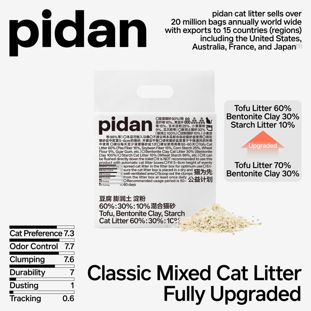 Pidan Mix Cat Litter tofu bentonite close-up highlighting odor control