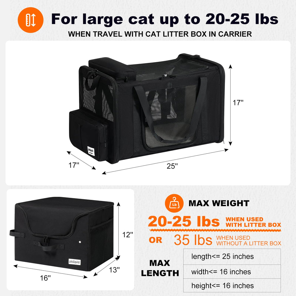 Pidipiti cat litter box inside carrier demonstrates tidy travel setup.