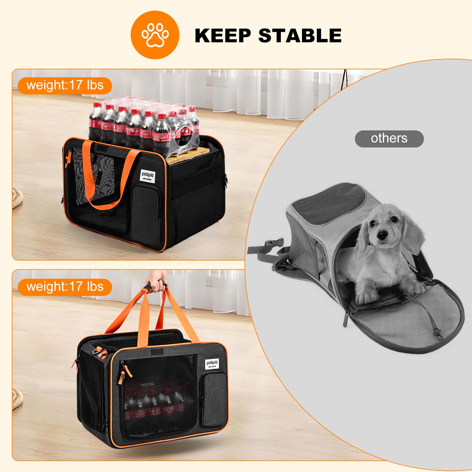 Pidipiti metal-frame support and wooden bottom board provide stability while driving.
