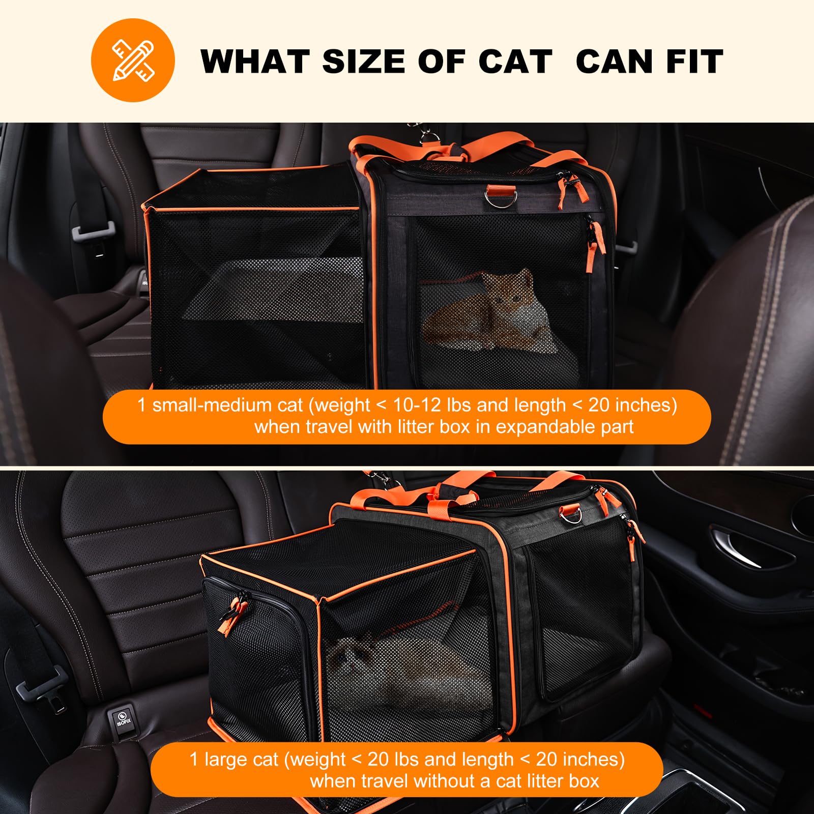 Pidipiti portable cat litter box cover keeps litter contained and tidy inside the car.