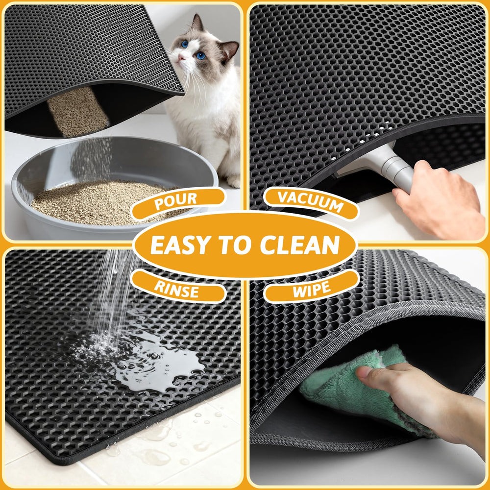 Pieviev 47x36-inch cat litter mat fits large boxes and busy homes.