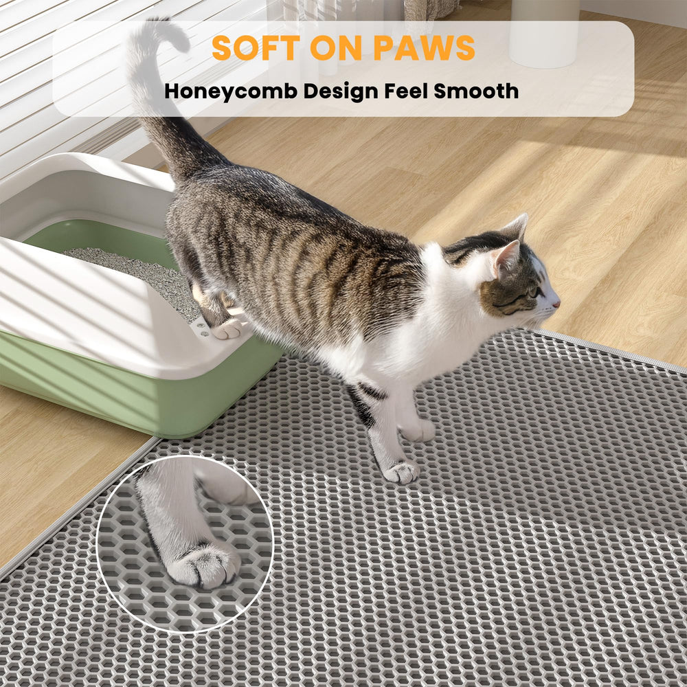 Pieviev anti-tracking edge design keeps litter contained at entry.