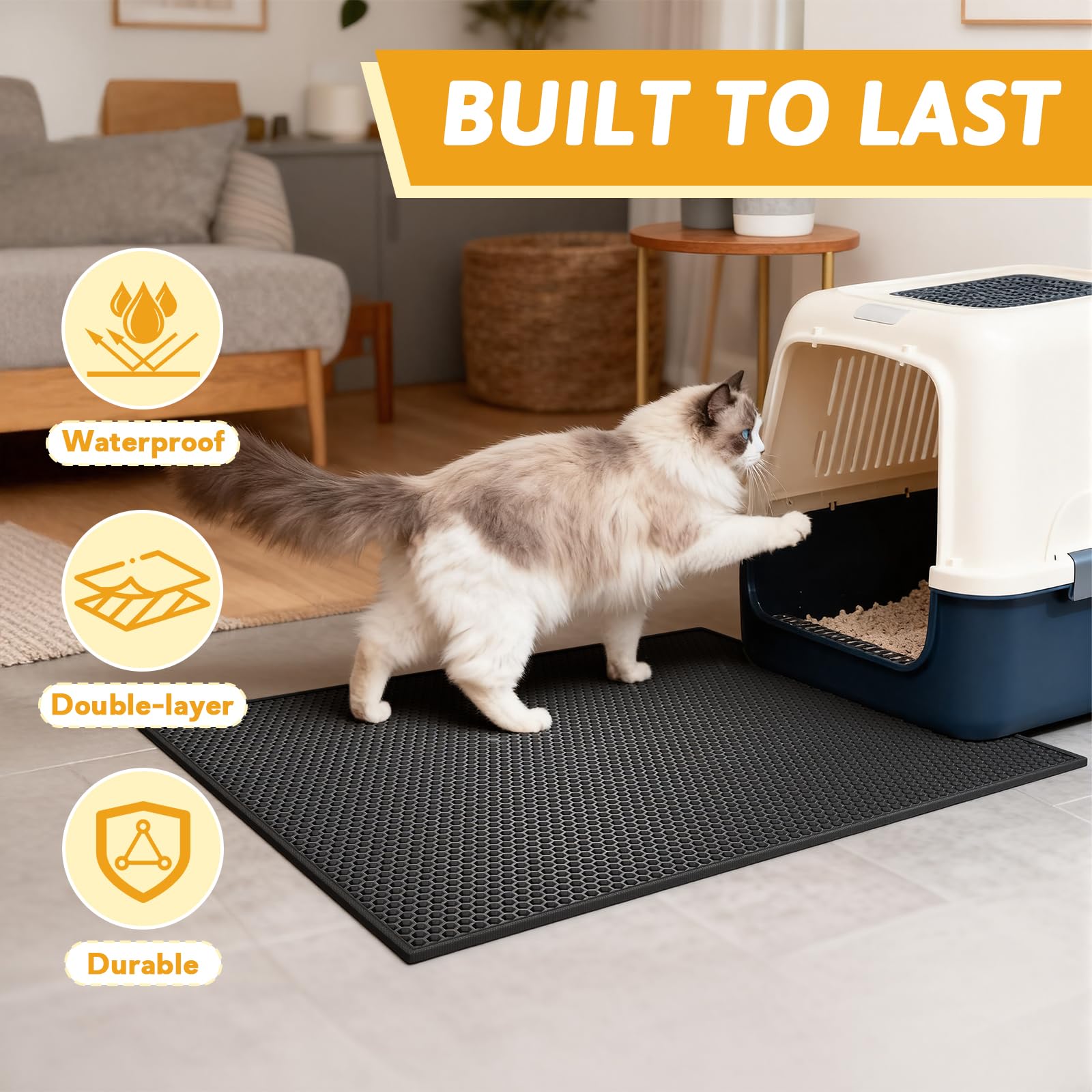 Pieviev Cat Litter Mat 30x24 inch size fits standard boxes