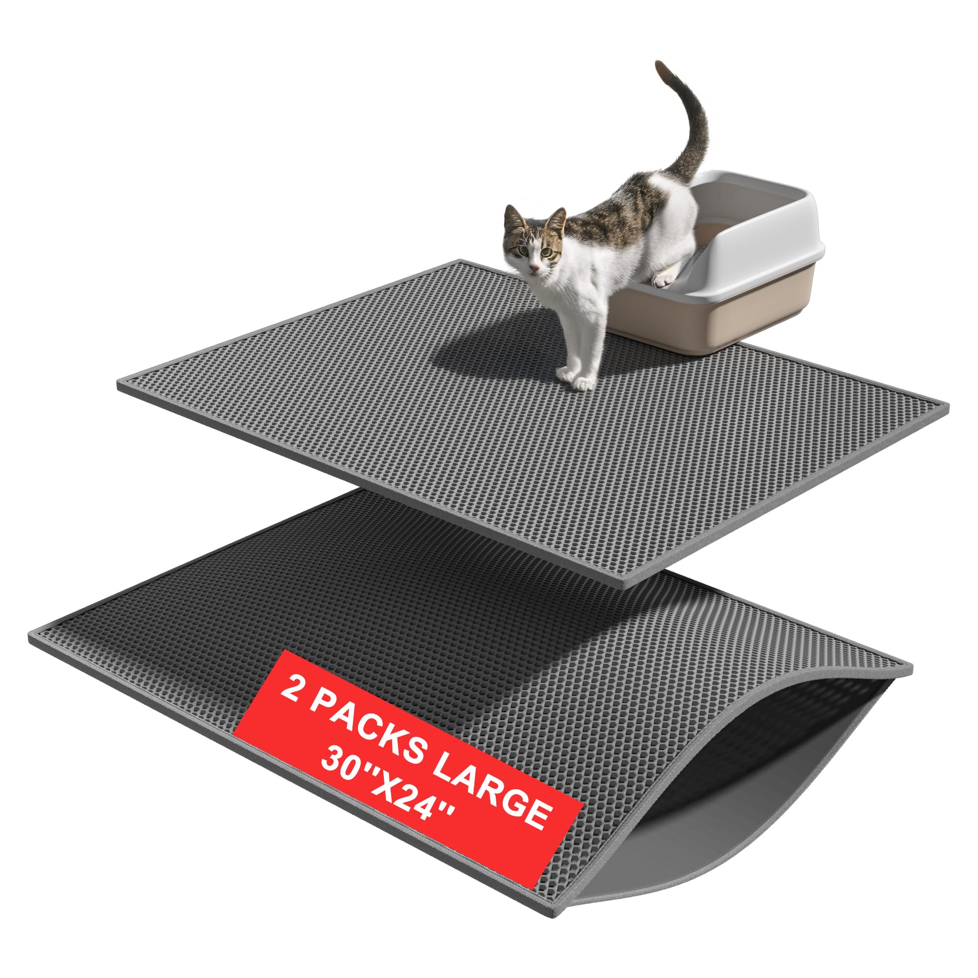 Pieviev cat litter mat double layer traps litter for easy cleanup.