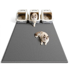 Pieviev cat litter mat double layer coverage traps litter for cleaner floors.
