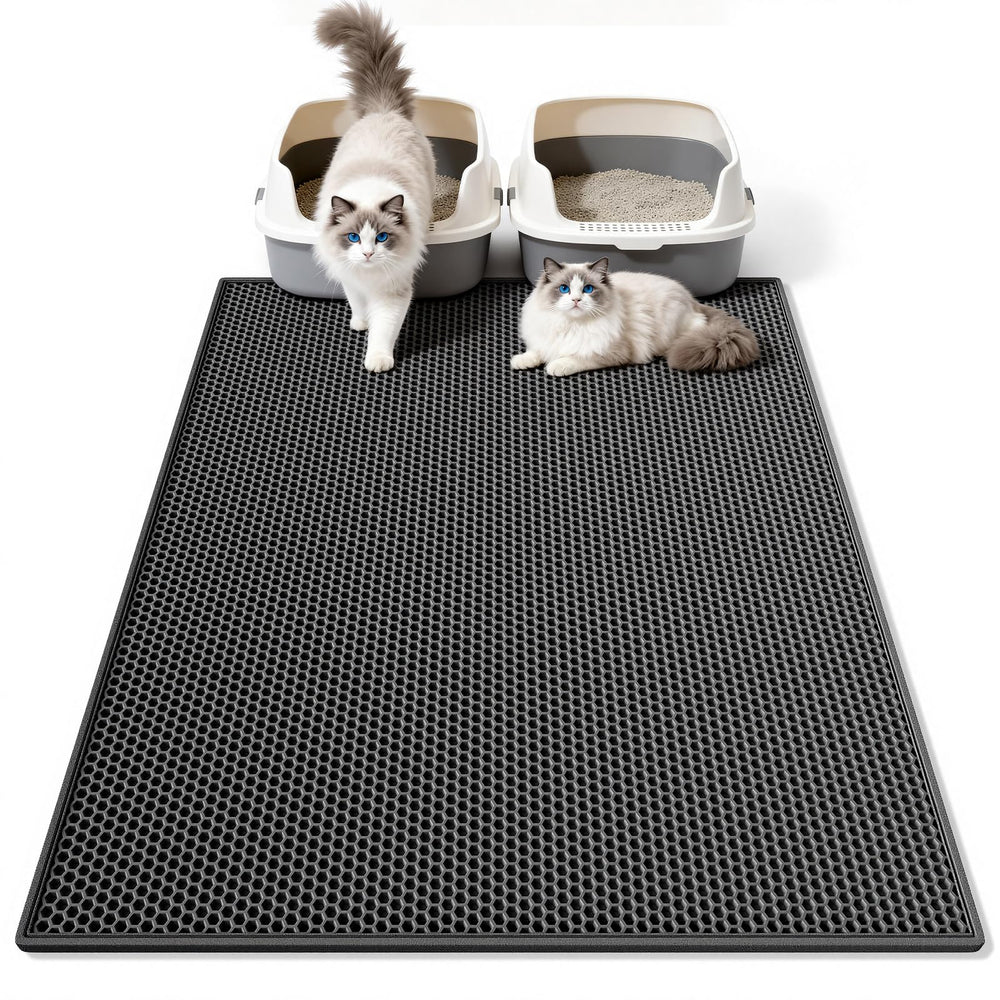 Pieviev cat litter mat with double-layer honeycomb design traps litter efficiently.