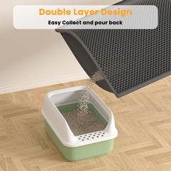 Pieviev cat litter mat double-layer top view shows dual-layer design.