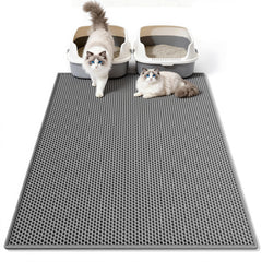 Pieviev cat litter mat with double-layer design traps litter and protects floors.