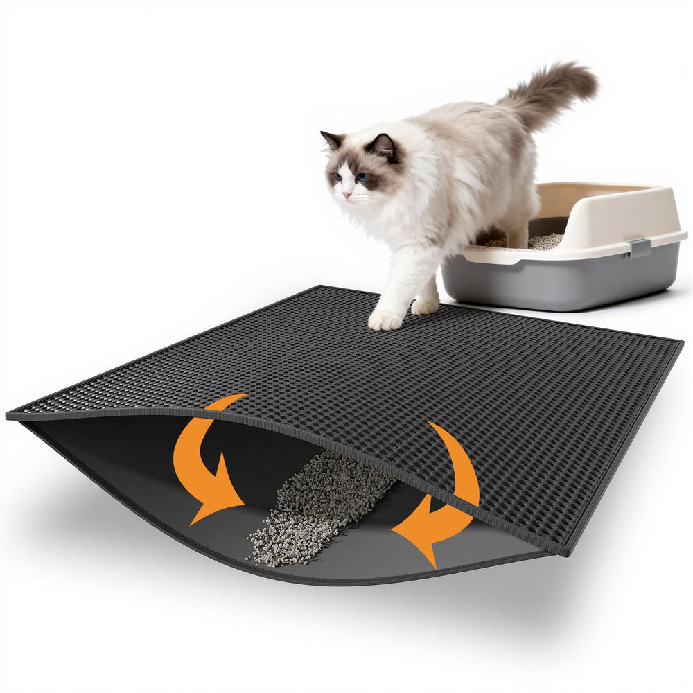 Pieviev Cat Litter Mat double-layer design traps litter for easy cleanup