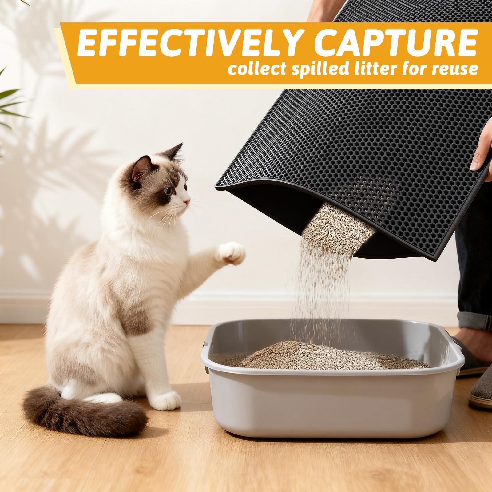 Pieviev Cat Litter Mat dual-layer mesh traps litter for tidy floors