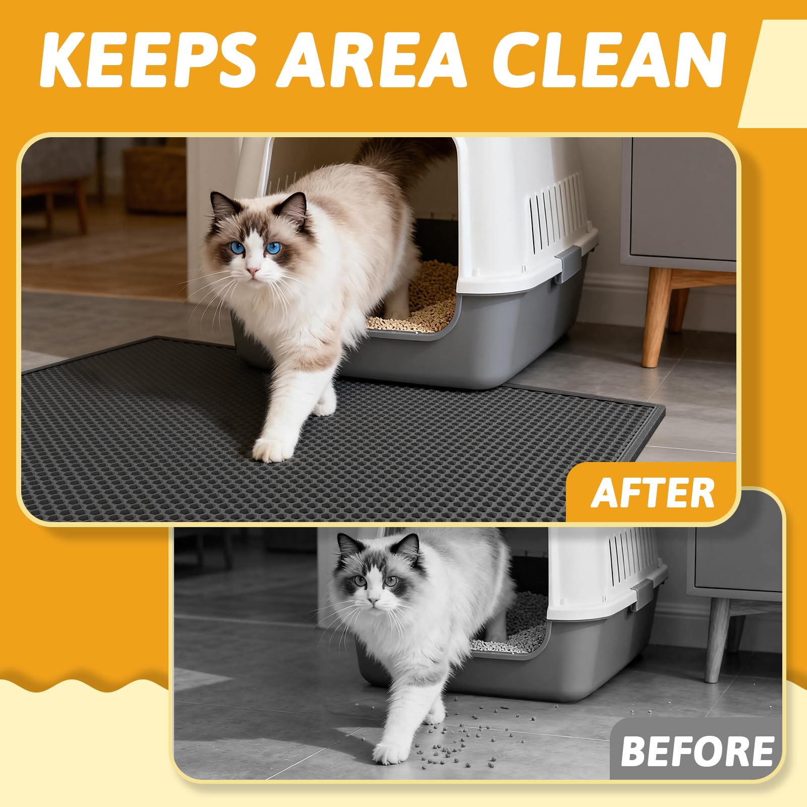 Pieviev litter mat is easy to clean with washable EVA material.