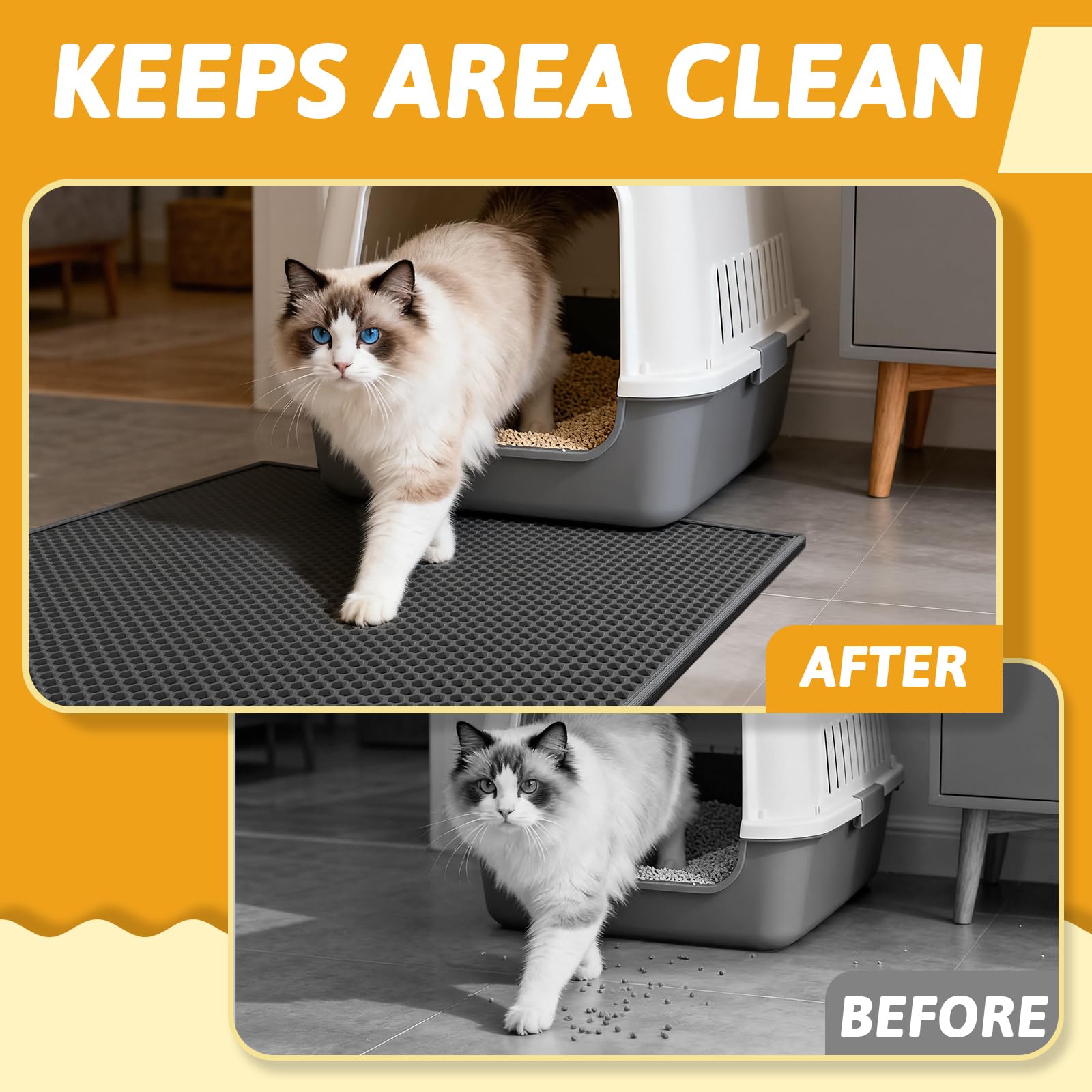 Pieviev Cat Litter Mat soft EVA material gentle on paws