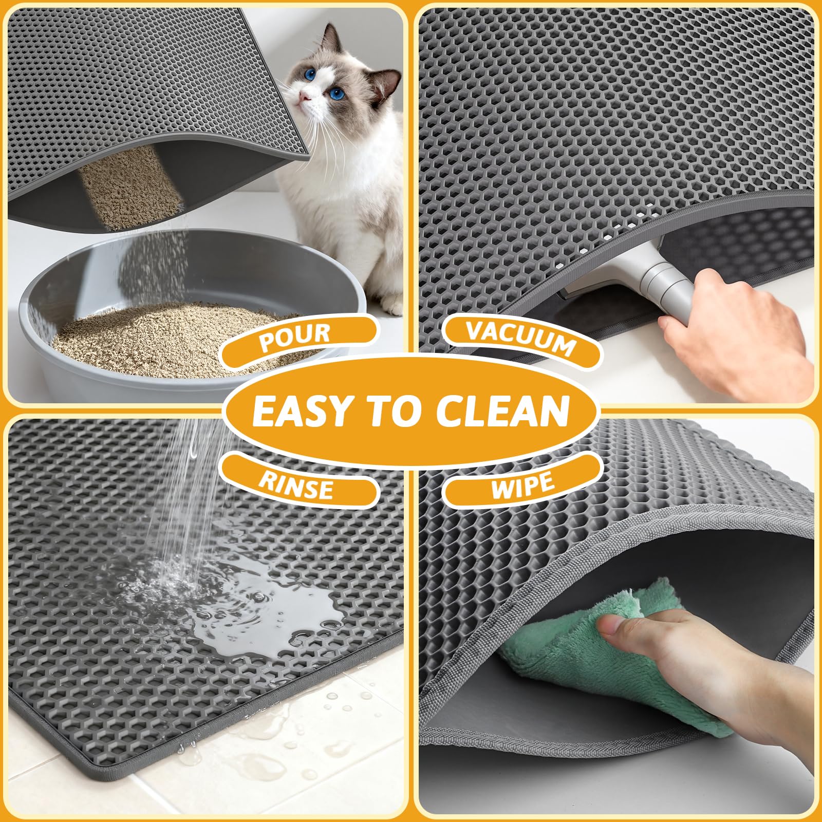 Pieviev EVA material is washable for quick cleanup.