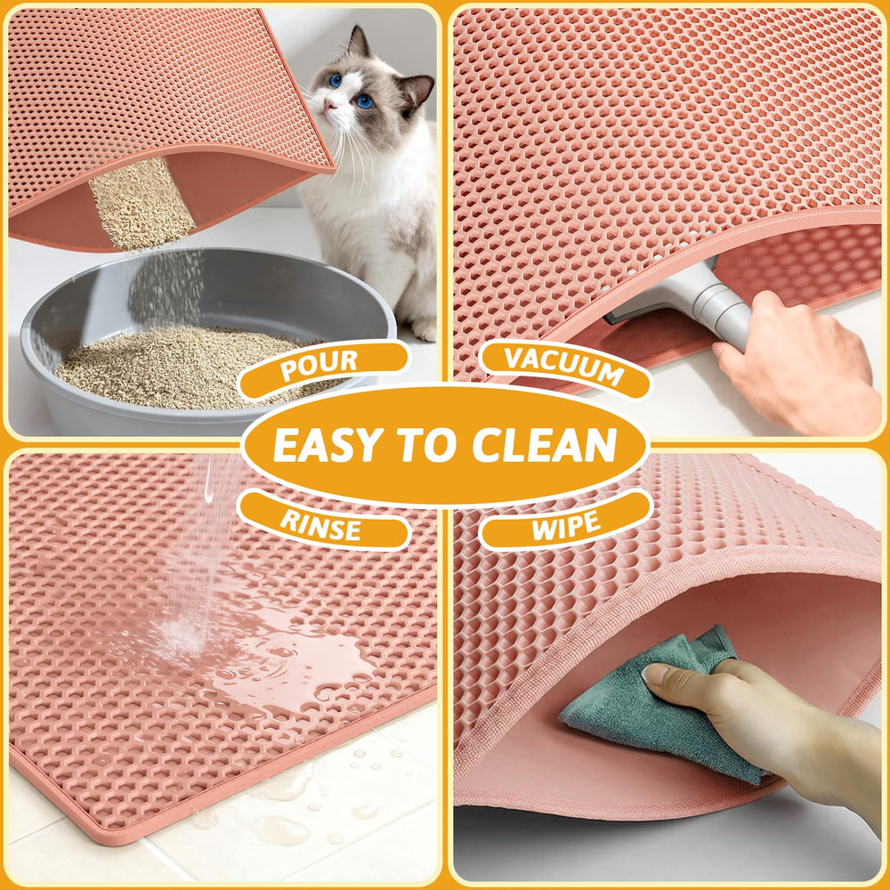 Large-hole design efficiently traps litter from paws