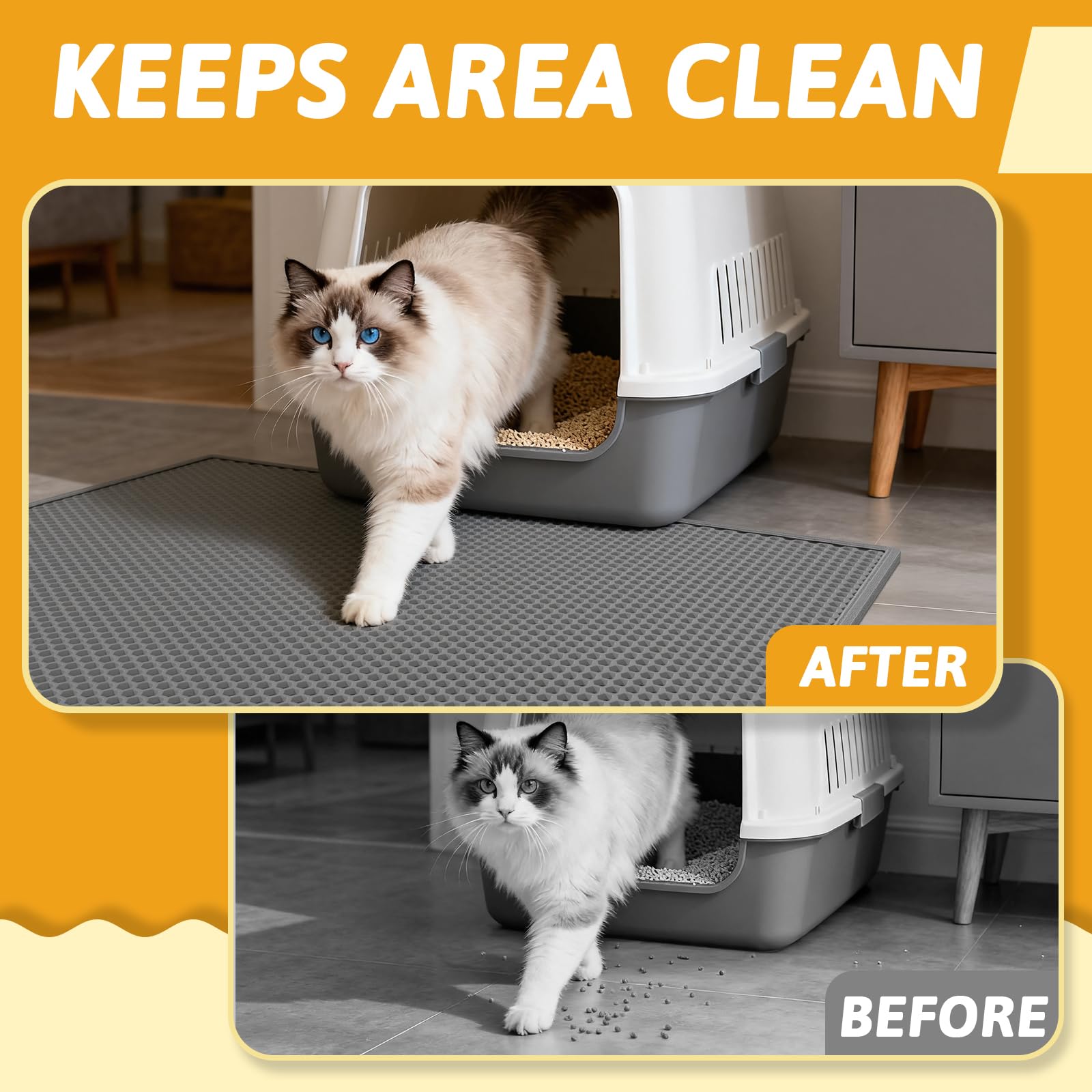 Pieviev mat surface is soft on cat paws and easy to stand on.