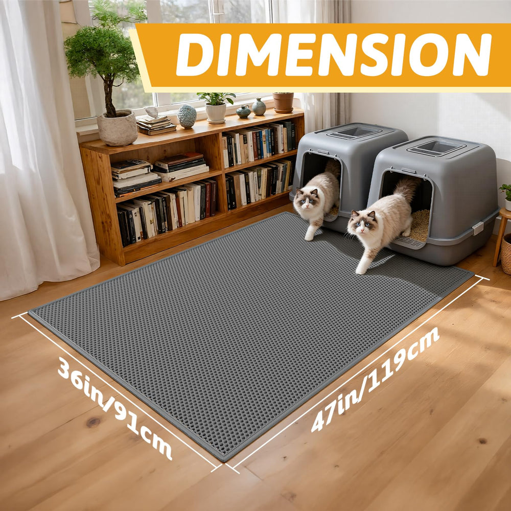 Pieviev litter mat waterproof bottom layer prevents spills and protects floors.