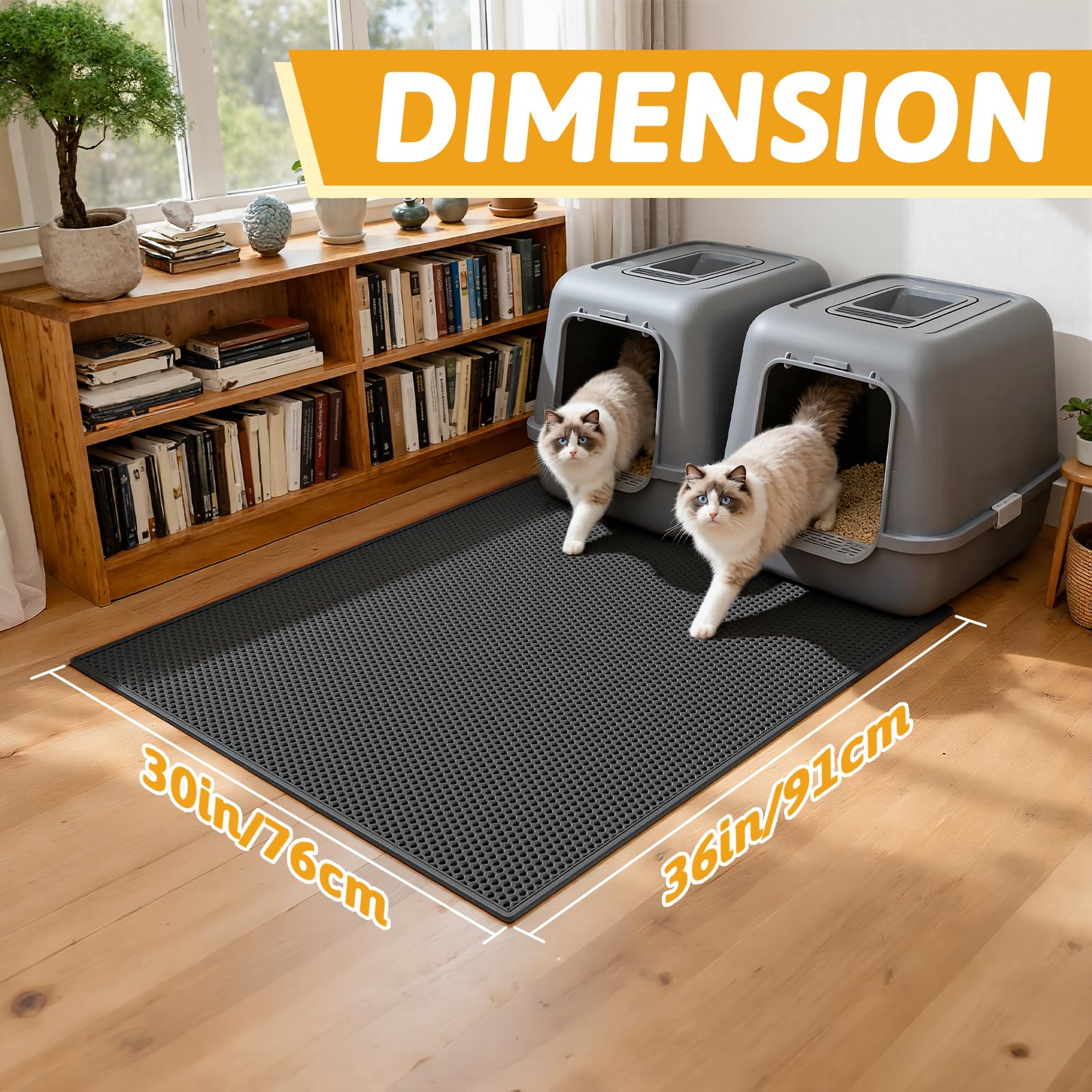 Pieviev litter mat bottom layer is waterproof to protect floors.