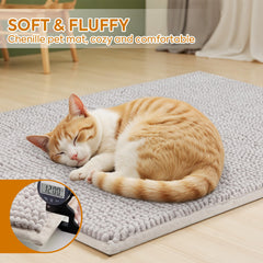 Pieviev Chenille Cat Litter Mat soft plush chenille for pets