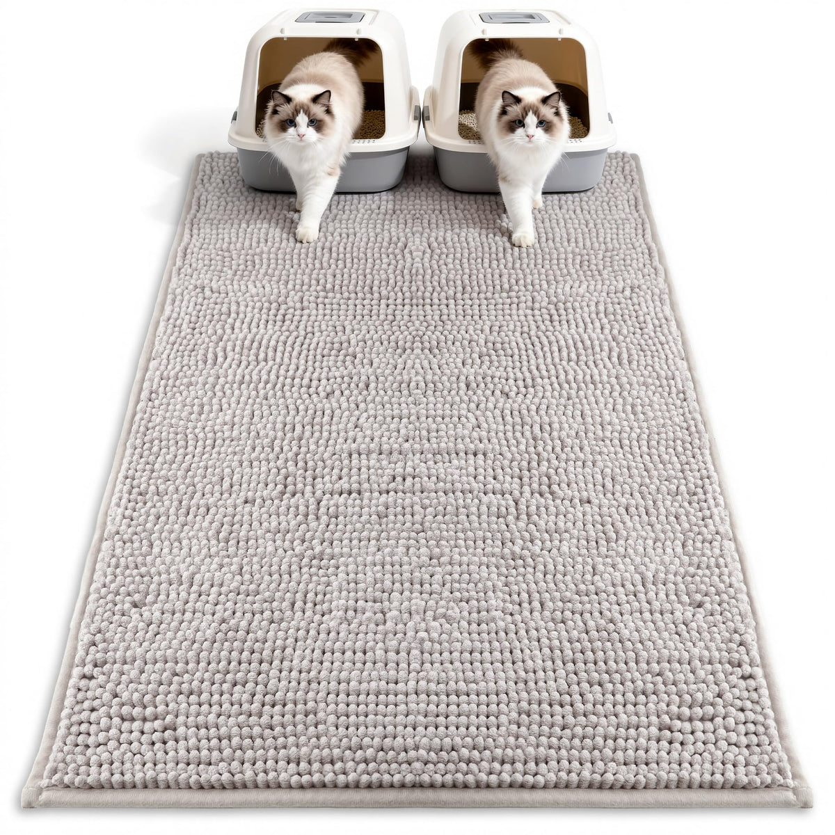 Pieviev Chenille Cat Litter Mat under-box deep fibers trap litter