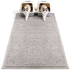 Pieviev Chenille Cat Litter Mat under-box deep fibers trap litter