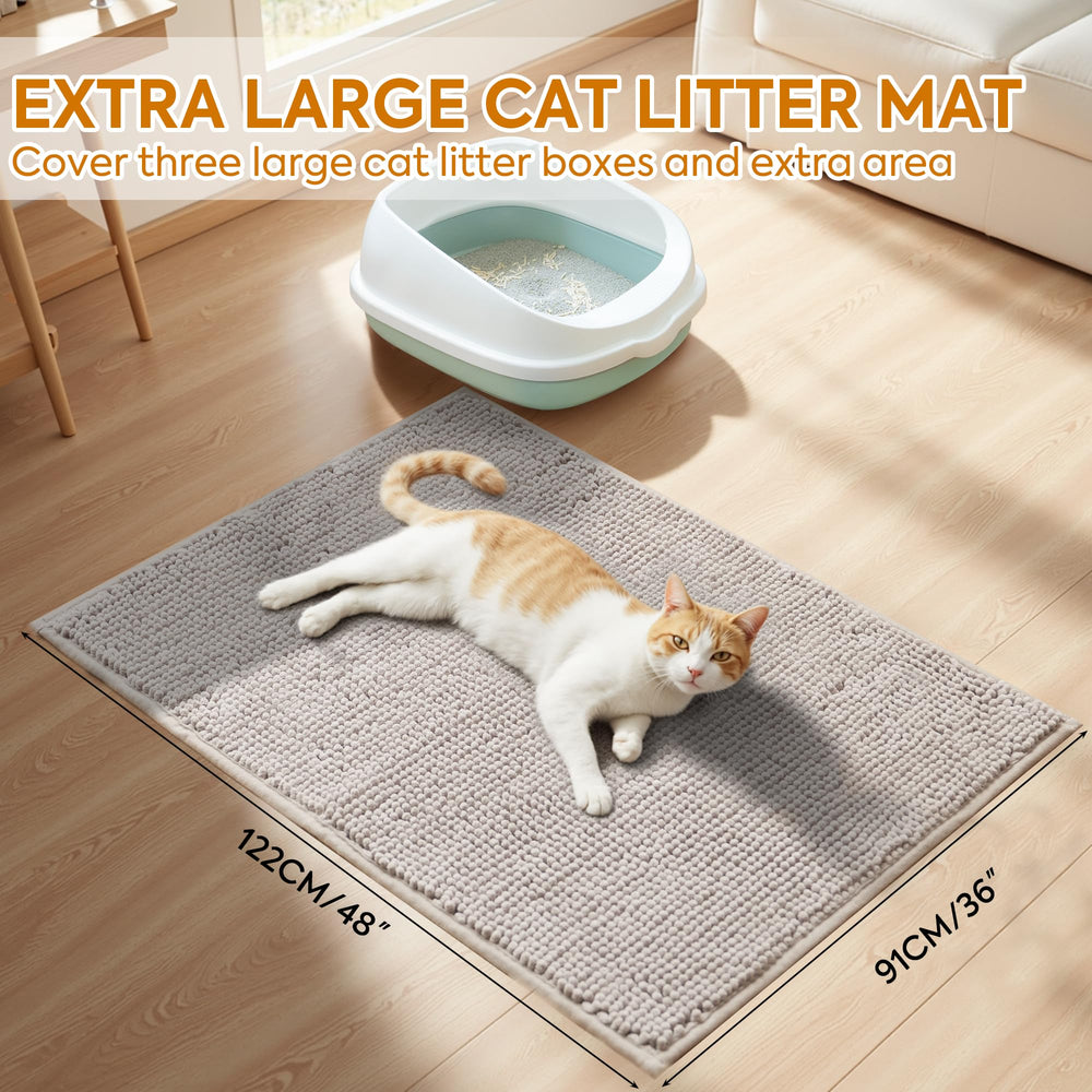 Pieviev Chenille Cat Litter Mat waterproof and absorbent to dry quickly