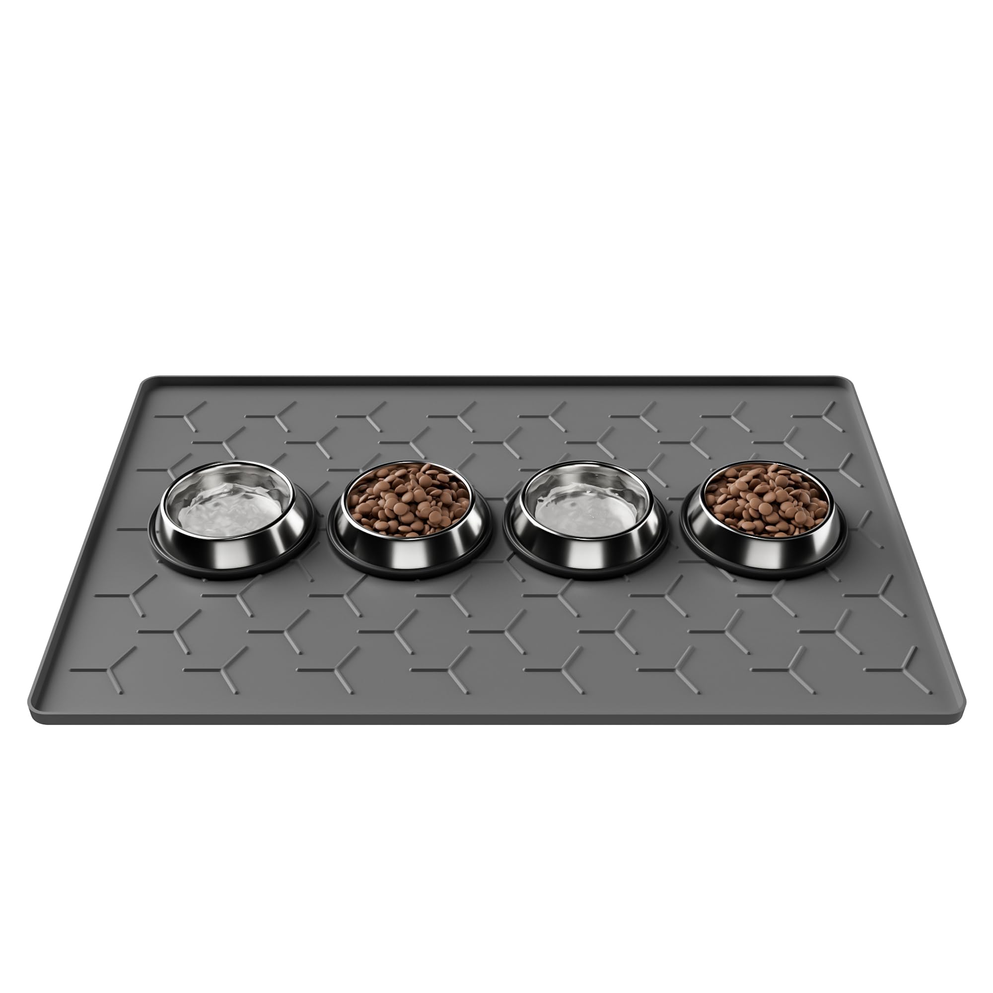 Pieviev dog-cat bowl mat with raised edge prevents spills.