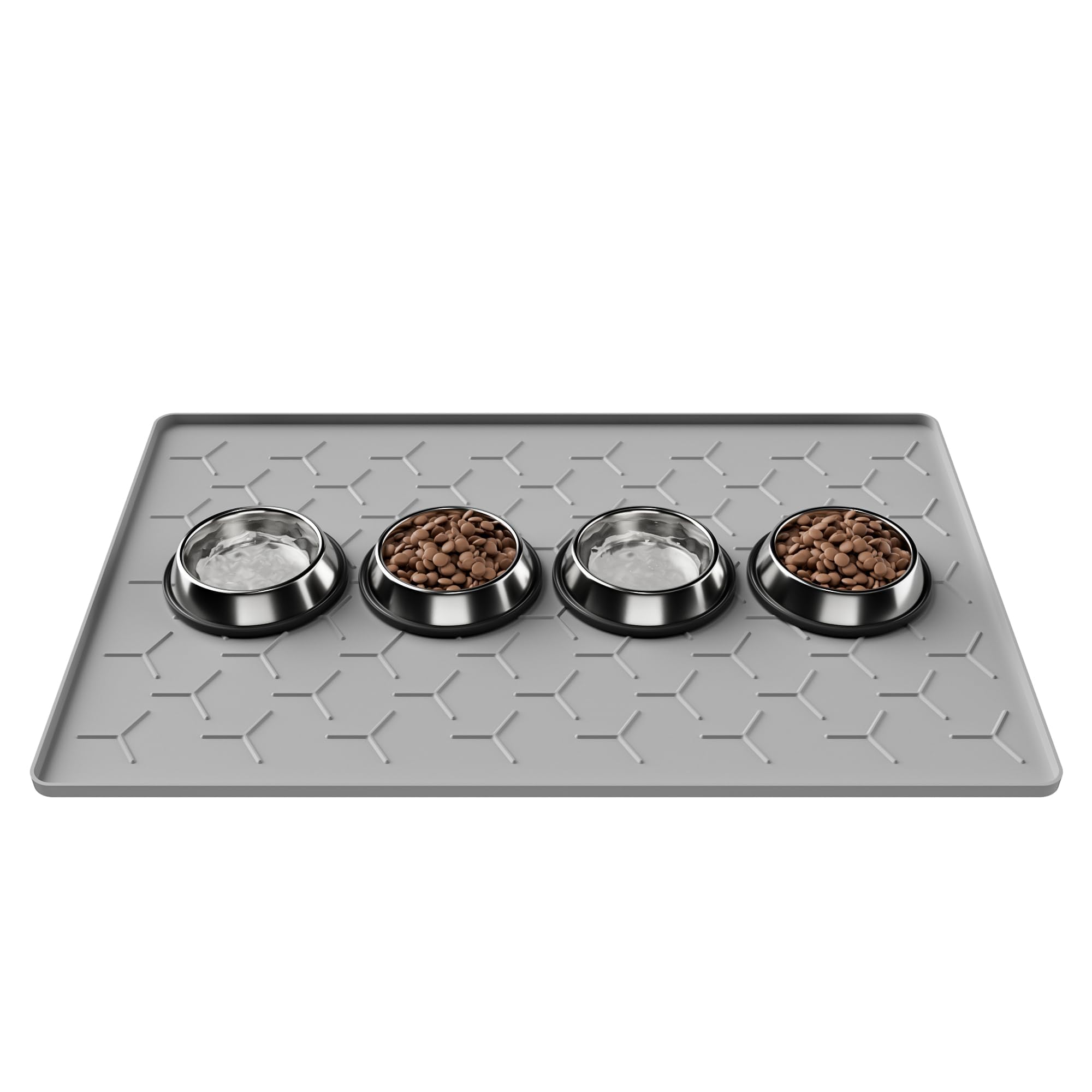Pieviev dog cat food mat with raised edge containing spills for a clean floor