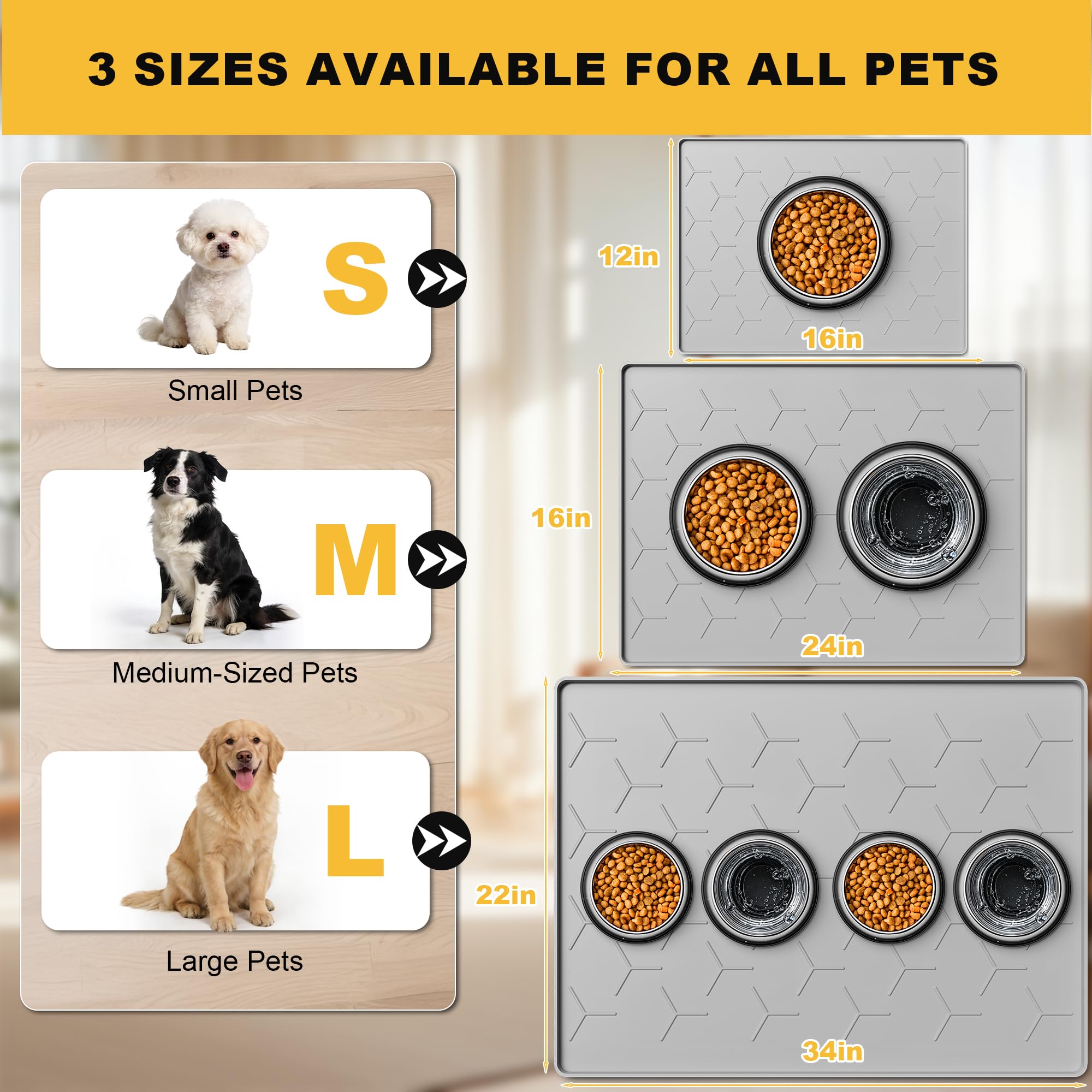 Pieviev dual-bowls mat fits large and small bowls securely