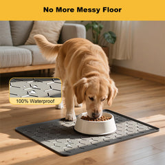 Pieviev easy-clean pet bowl mat with quick rinse and dry.