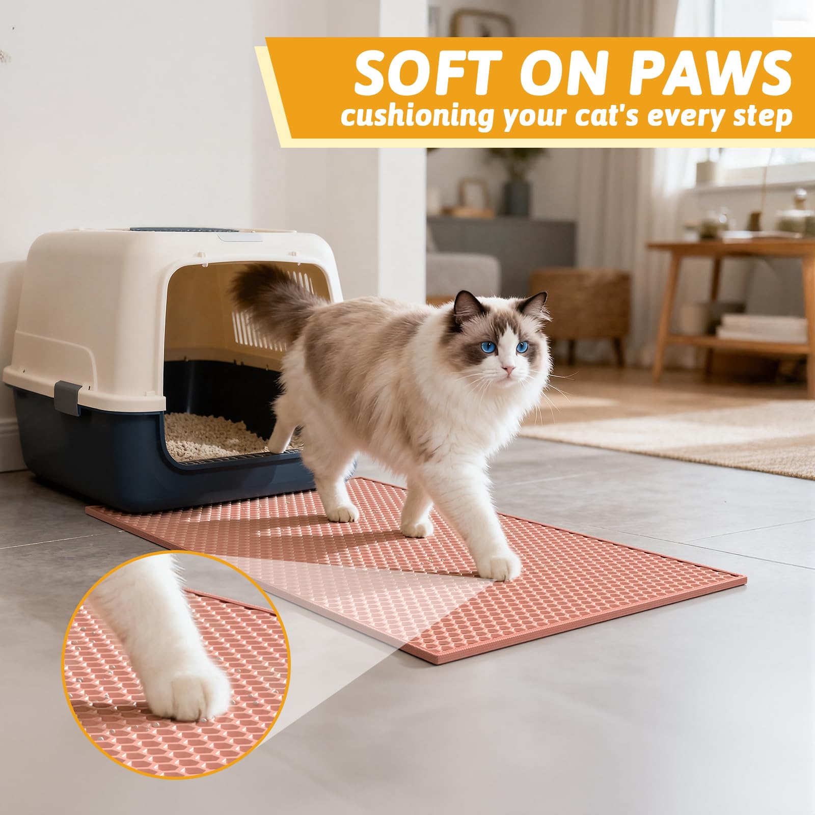 Pieviev washable EVA litter mat for simple maintenance