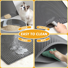 Pieviev soft EVA surface comforts paws while catching stray litter.