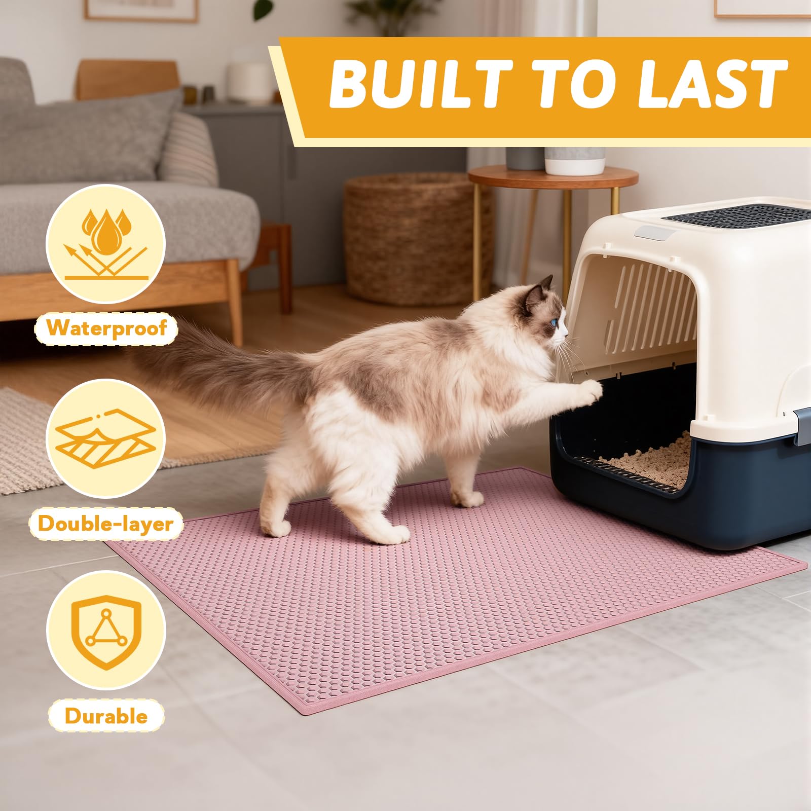 Pieviev compatible with hooded and self-cleaning litter boxes.