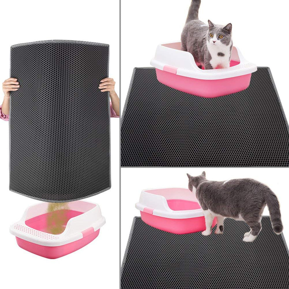 Pieviev large 30x24 inch mat fits most litter boxes.