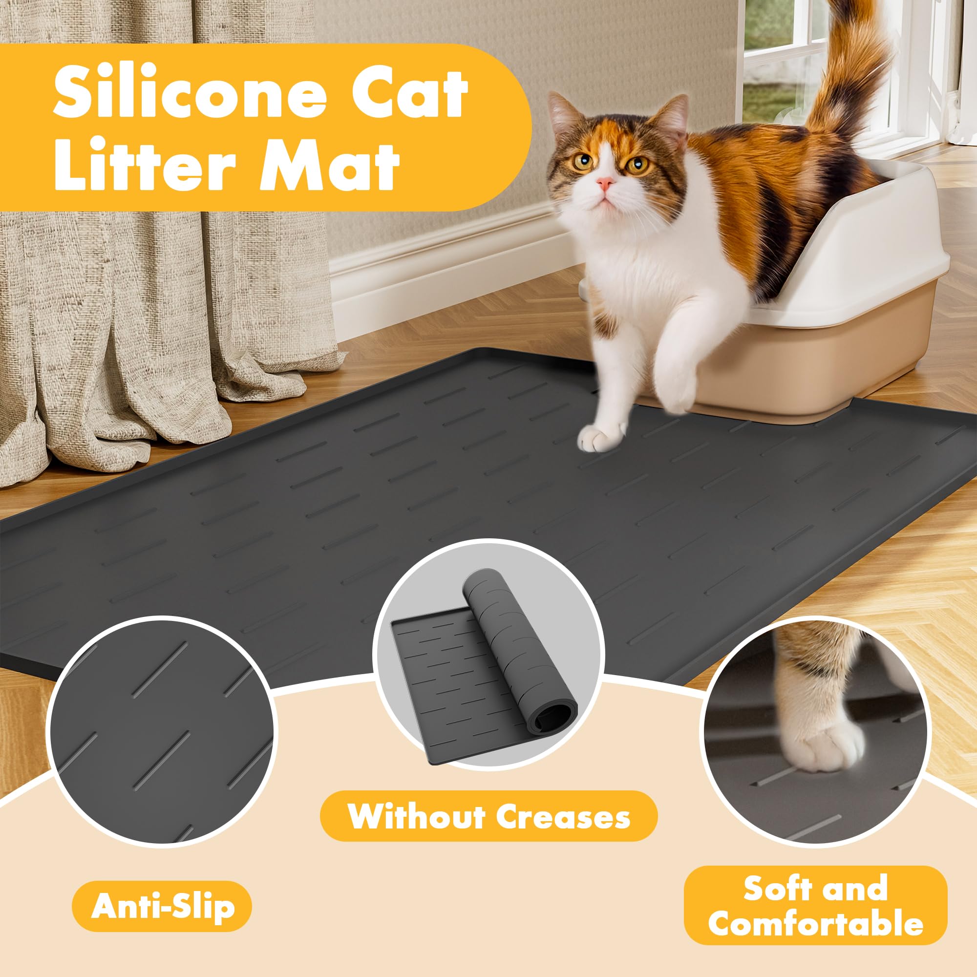 Pieviev non-slip backing keeps mat in place as your cat moves.