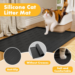 Non-slip backing keeps the Pieviev litter mat stable during use