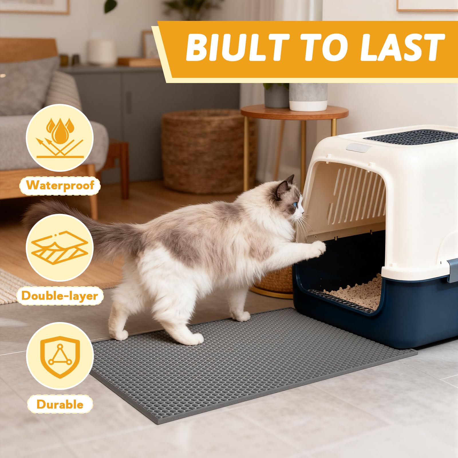 Pieviev easy-clean mat rinses quickly for fast maintenance.