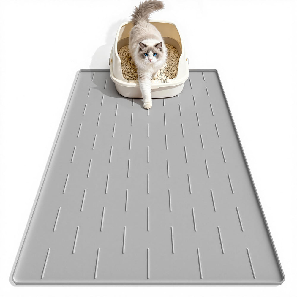 Pieviev silicone cat litter mat 34x22 large traps litter from paws.
