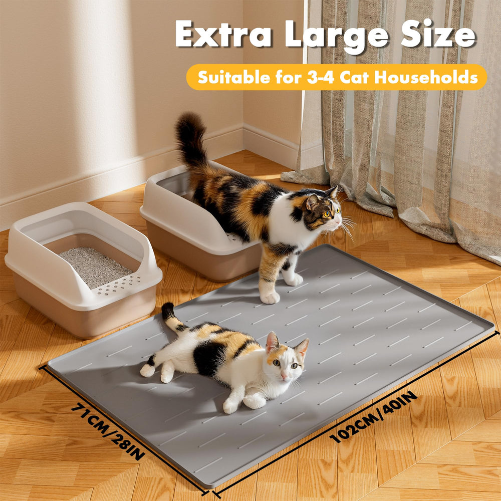 Pieviev light gray silicone litter mat ready for daily cleaning.