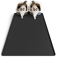 Pieviev silicone cat litter mat 40x28 provides full coverage to reduce scatter.