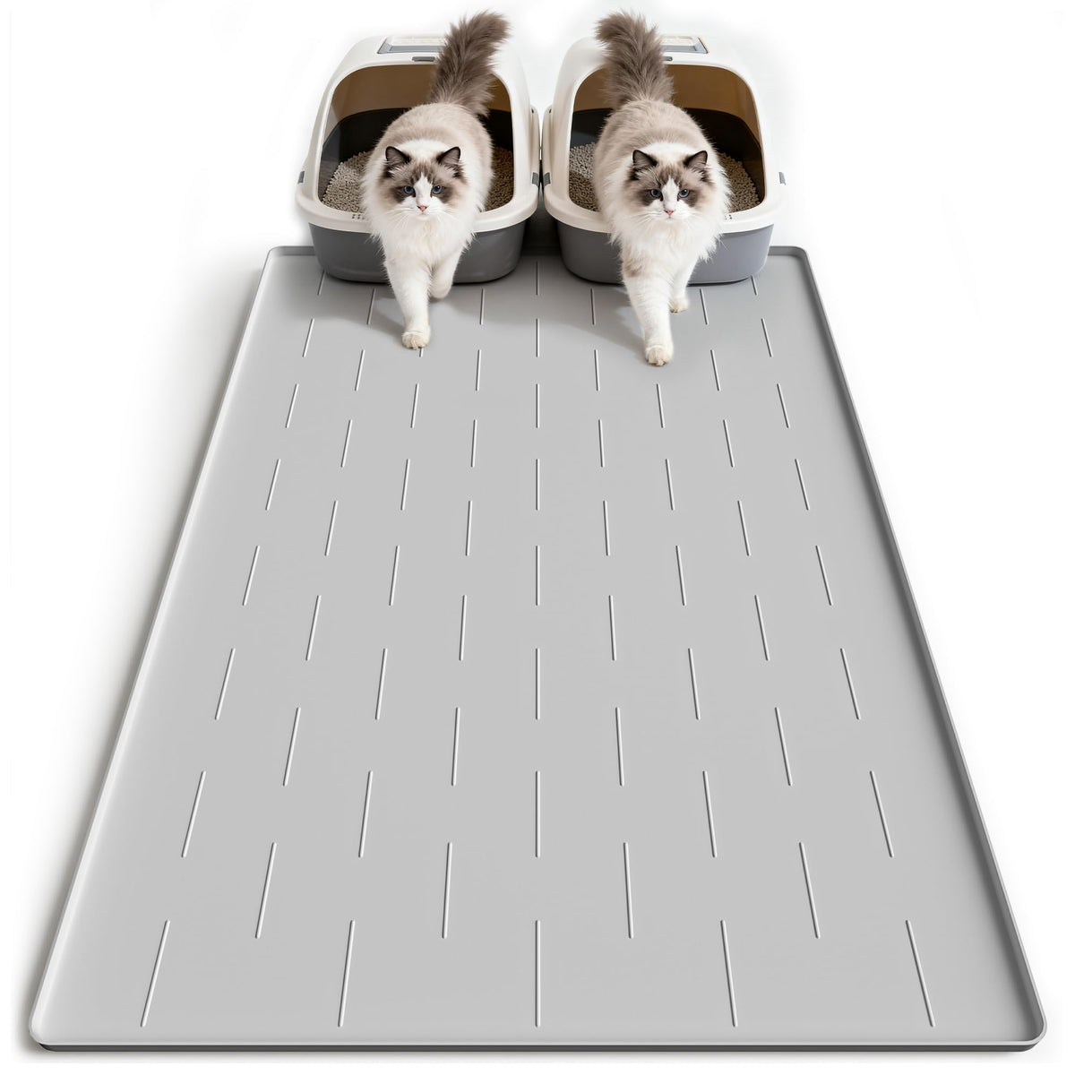 Pieviev silicone cat litter mat, top view showing 40x28 footprint traps litter effectively.