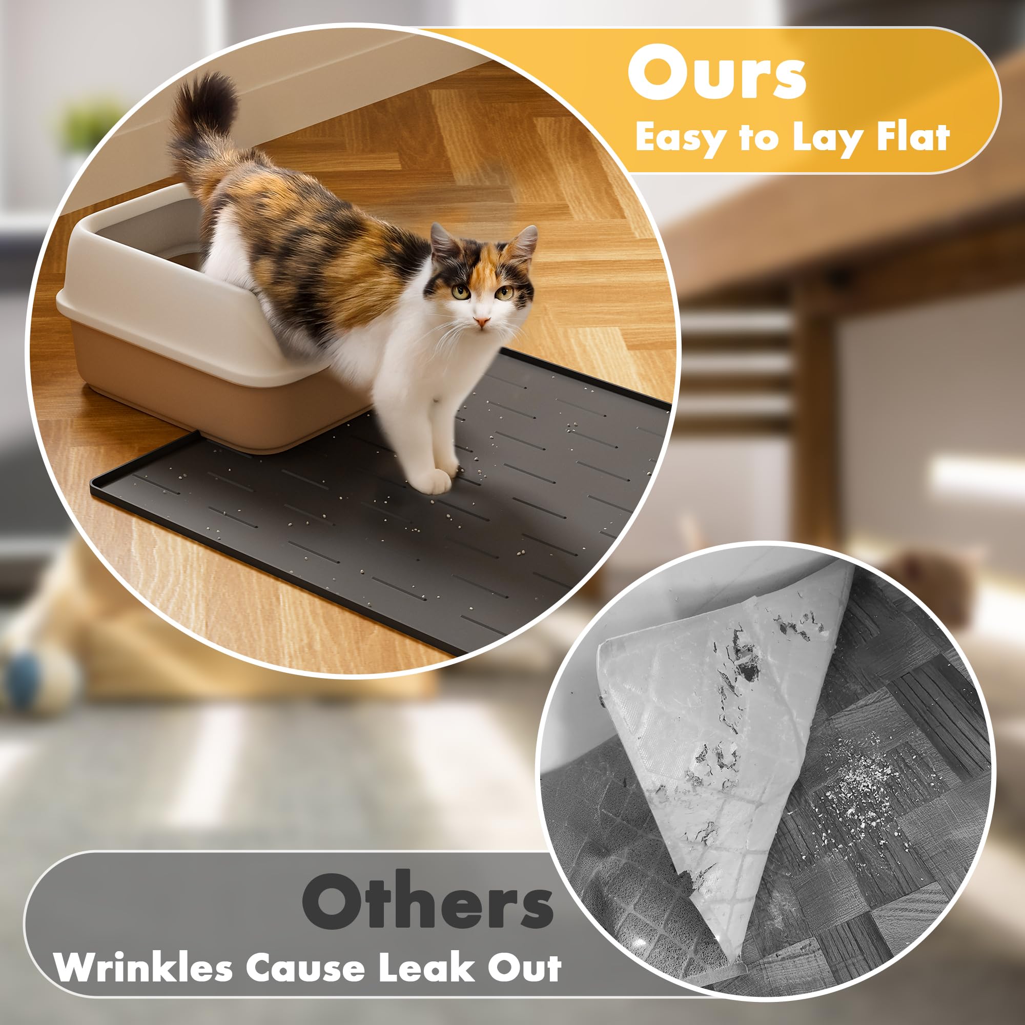 Pieviev mat with non-slip backing stays put during daily use