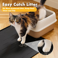 Pieviev silicone cat litter mat raised pattern traps litter from paws.
