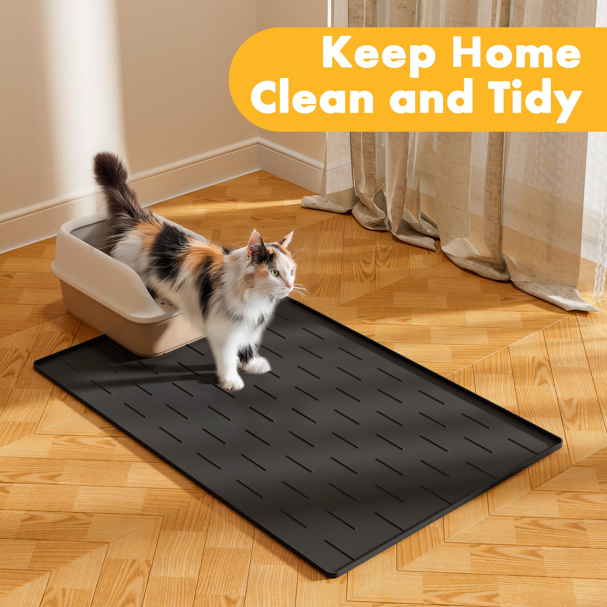 Pieviev silicone cat litter mat large 40x28 size suits many spaces.