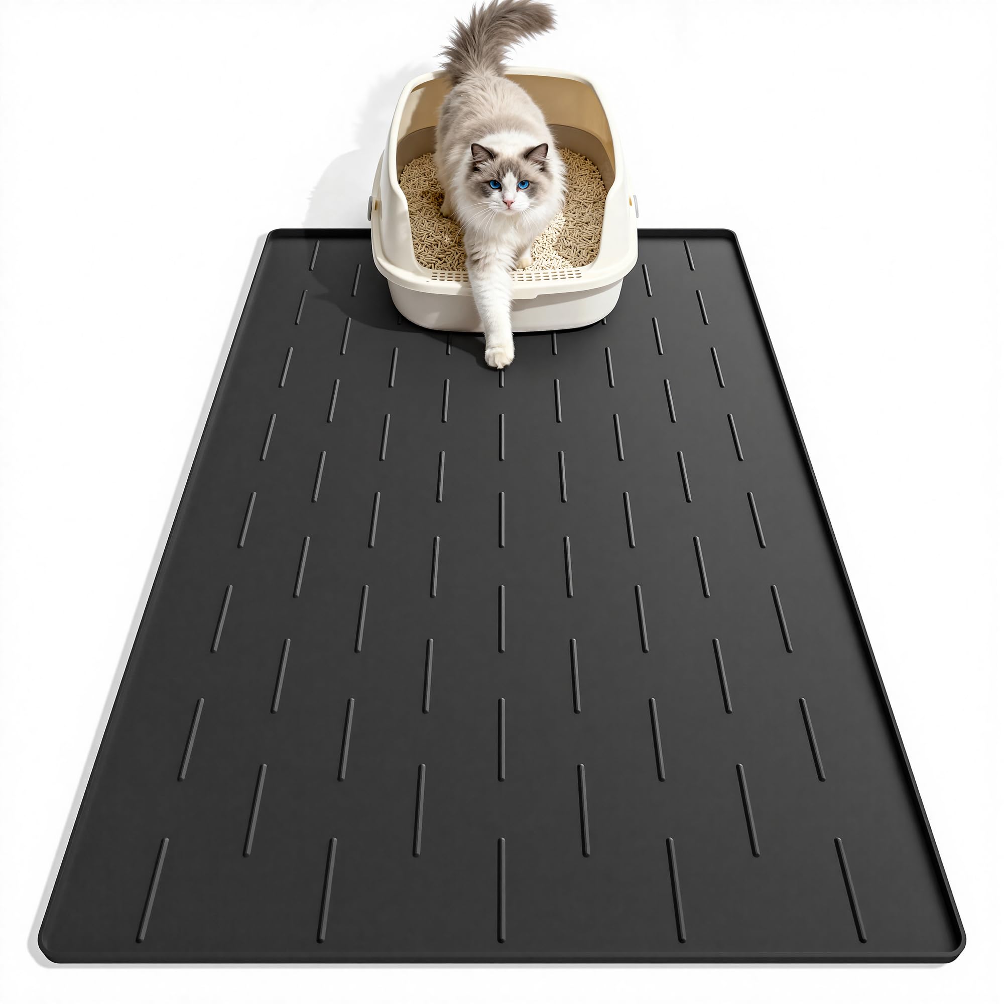 Pieviev silicone cat litter trapping mat with raised design catches litter from paws and reduces mess