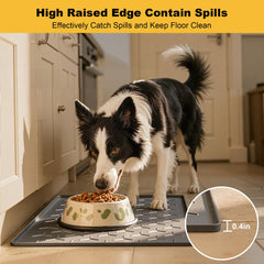Pieviev silicone pet food mat with non-slip surface for stability.