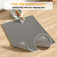 Pieviev soft-on-paws mat comforts cats while trapping litter.