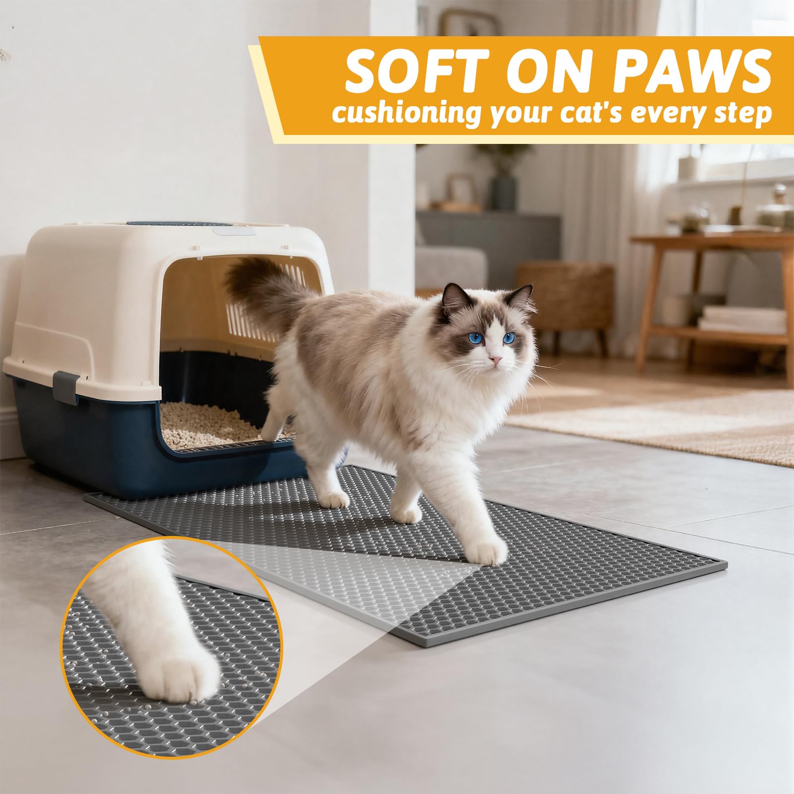 Pieviev honeycomb double-layer design traps litter for easy disposal.