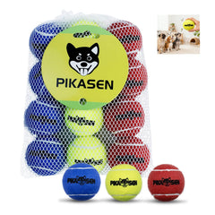 PIKASEN dog squeaky tennis ball with hidden squeaker for interactive play.
