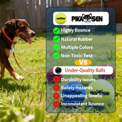 PIKASEN ball displaying non-abrasive felt to protect teeth during play.